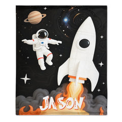 Custom Space Astronaut Blanket – Personalized Rocket Galaxy Throw