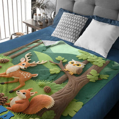 Custom Forest Animals Blanket – Personalized Woodland Animal Throw – Gift for Kids