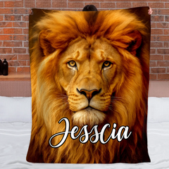 Customized Majestic Lion Blanket - Personalized Name - Gifts For Him, Her, Lion Lovers