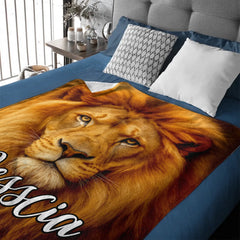 Customized Majestic Lion Blanket - Personalized Name - Gifts For Him, Her, Lion Lovers