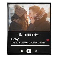 Custom Spotify Music Plaque – Personalized Photo Song Code Blanket  – Gift for Valentine’s Day