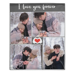 Custom Love Photo Blanket – Personalized Couple Collage Quilt – Gift for Anniversary
