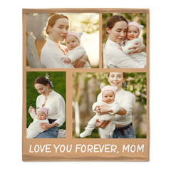 Custom "Mom" Photo Blanket - Personalized Text And Photo - Gift For Mom, Grandma.