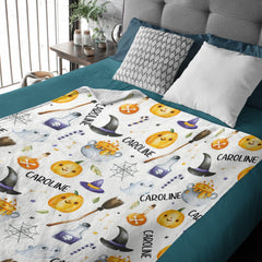 Personalized Halloween Baby Blanket, Custom Plush Halloween Blanket