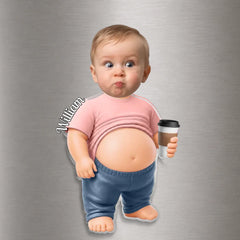 Custom Photo Dad Bod Belly Squishy Acrylic Fridge Magnet – Personalized Funny Gifts For Men, Dad, Grandpa, Kids – Too Cool To Be Normal