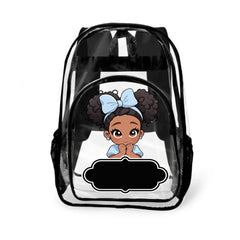 Personalized Cute Cartoon Black Kid Transparent Backpack