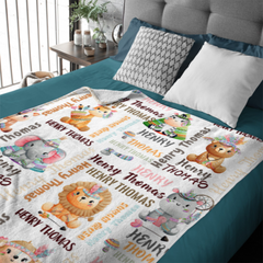Personalized Woodland Animals Baby Soft Blanket - Birthday Gifts for Baby Kids