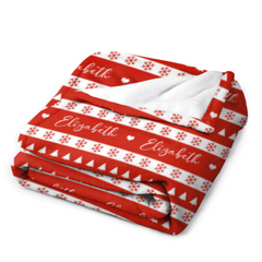 Personalized Christmas Reindeer Print Blanket - Christmas Gifts