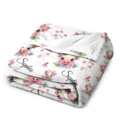 Cute Piggy Name Custom Blanket - Gifts for Kids