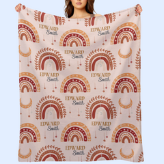 Boho Rainbow Personalized Custom Name Blanket