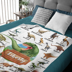 Personalized Custom Name Blankets -  Dinosaur World