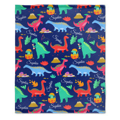 Personalized Name Custom Dinosaur Baby Blanket