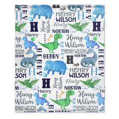 Personalized Dinosaur Name Custom Baby Blanket