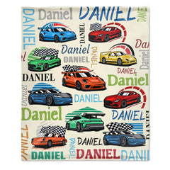 Personalized Drift Car Name Blanket