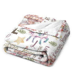 Personalized Baby Blanket, Horse Sherpa Blanket, Personalized Baby Girl Blanket, Floral Horse Theme