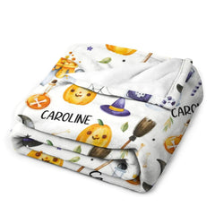 Personalized Halloween Baby Blanket, Custom Plush Halloween Blanket