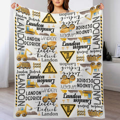 Livraison gratuite✈️Couverture d'excavatrice personnalisée avec nom - clôture de signalisation routière, cadeau pour les enfants