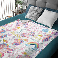 Rainbow Unicorn Baby Name Blanket
