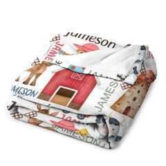 Horse Cow Barn Farm Personalized Name Baby Blanket