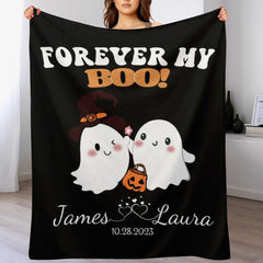 Personalized Name Custom Blanket-Cute Halloween Ghost
