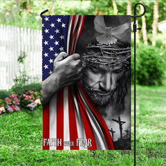 Jesus Flag Faith Over Fear God Jesus Flag, Double Side Print