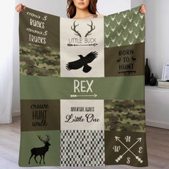 Personalized Hunting Theme Blanket - Baby Boys Blanket Newborn Baby Gift