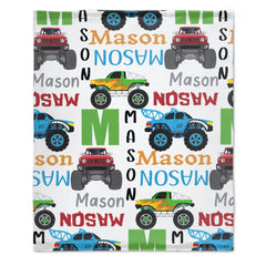 Personalized Monster Trucks Name Blanket