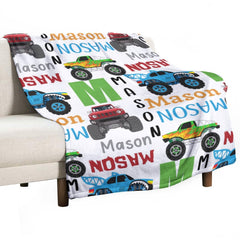 Personalized Monster Trucks Name Blanket