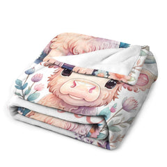 Custom Baby Name Cow Blanket Gift for Girls Boys