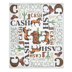 Personalized Western Cowboy Baby Blankets with Name for Boys