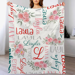 Personalized Floral Name Blanket