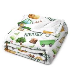 Custom Farm Theme Tractor Baby Name Blanket