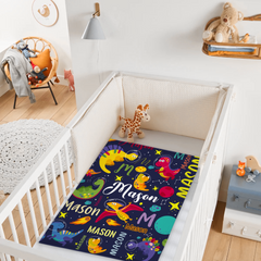 Personalized Outspace Dinosaur Blanket for Boys, Custom Name Blanket