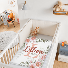 Pale Pink Watercolor Rose Name Blanket