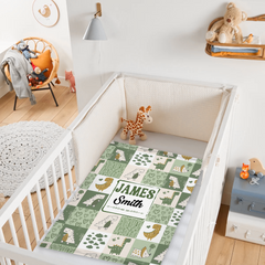 Personalized Green Purple Dinosaur Baby Blanket