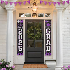 Class of 2025 Graduation Porch Banner | Purple Congrats Grad Door Decoration | Graduation Party Decor