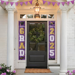 Class of 2025 Graduation Door Banner | Congrats Grad Purple Welcome Decor | Graduation Party Porch Sign