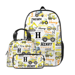 Personalized Custom Name Construction Backpack - Gift For Kids