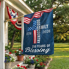 250 Years of Blessing God 1776 2026 Patriotic Flag