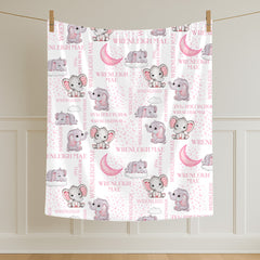 Personalized Custom Elephant Stars Baby Blanket