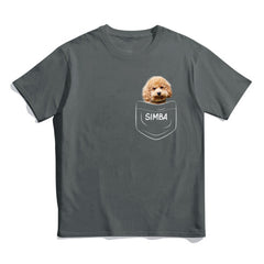 T-shirt personnalisé - Poche de chat de chien photo personnalisée pour les amoureux des animaux de compagnie
