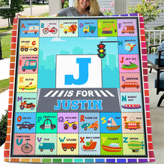 Livraison gratuite✈️Couvertures de nom personnalisées avec motif alphabet de transport
