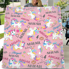 Livraison gratuite✈️Couverture personnalisée avec nom de licorne drôle, noir, rose, personnalisé pour filles
