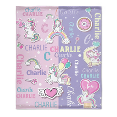 Livraison gratuite✈️Couverture personnalisée avec nom arc-en-ciel licorne pour bébés filles, enfants en bas âge