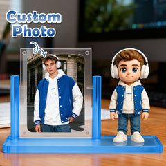Custom 1 Person 3D Mini Figure with Colorful Base and Photo Personalized Toy Figure Birthday Gift