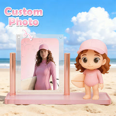 Custom 1 Person 3D Mini Figure with Colorful Base and Photo Personalized Toy Figure Birthday Gift