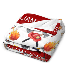 Personalized Custom Name Baby Blanket - Fire Service Firetruck Fireman