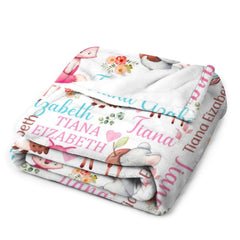 Woodland Animals Personalized Baby Girl Blanket