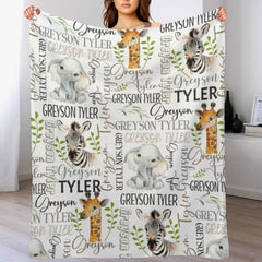 Safari Name Custom Baby Blanket-Gift for Baby