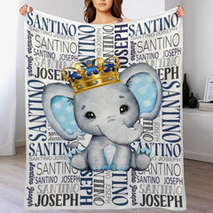 Elephant Name Personalized Blanket - Gift Ideas for Kids